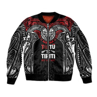 Aotearoa Maori Personalized Sleeve Zip Bomber Jacket Toitu Te Tiriti Ake! Ake! Ake!