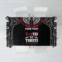 Aotearoa Maori Personalized Tablecloth Toitu Te Tiriti Ake! Ake! Ake! LT7 Black - Polynesian Pride
