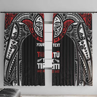 Aotearoa Maori Personalized Window Curtain Toitu Te Tiriti Ake! Ake! Ake! LT7 With Hooks Black - Polynesian Pride