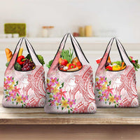 Polynesian Women's Day Wahine Grocery Bag Plumeria Marble Glaze - Pink LT7 3-pack One Size Pink - Polynesian Pride