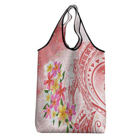 Polynesian Women's Day Wahine Grocery Bag Plumeria Marble Glaze - Pink LT7 - Polynesian Pride