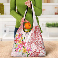 Polynesian Women's Day Wahine Grocery Bag Plumeria Marble Glaze - Pink LT7 - Polynesian Pride