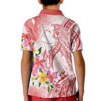Polynesian Women's Day Wahine Kid Polo Shirt Plumeria Marble Glaze - Pink LT7 - Polynesian Pride