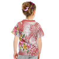 Polynesian Women's Day Wahine Kid T Shirt Plumeria Marble Glaze - Pink LT7 - Polynesian Pride