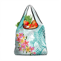 Polynesian Women's Day Wahine Grocery Bag Plumeria Marble Glaze - Teal LT7 1-pack One Size Teal - Polynesian Pride