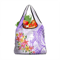 Polynesian Women's Day Wahine Grocery Bag Plumeria Marble Glaze - Purple LT7 1-pack One Size Purple - Polynesian Pride