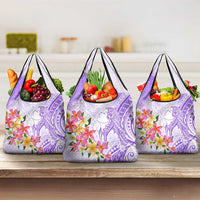 Polynesian Women's Day Wahine Grocery Bag Plumeria Marble Glaze - Purple LT7 3-pack One Size Purple - Polynesian Pride