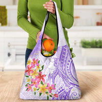 Polynesian Women's Day Wahine Grocery Bag Plumeria Marble Glaze - Purple LT7 - Polynesian Pride