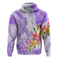 Polynesian Women's Day Wahine Zip Hoodie Plumeria Marble Glaze - Purple LT7 Zip Hoodie Purple - Polynesian Pride