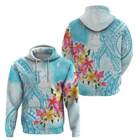 Polynesian Women's Day Wahine Zip Hoodie Plumeria Marble Glaze - Turquoise LT7 - Polynesian Pride