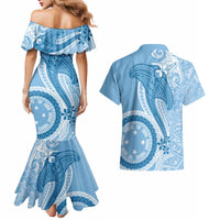 Micronesia FSM Couples Matching Mermaid Dress and Hawaiian Shirt Shark and Manta Classic Style