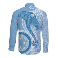 Micronesia FSM Long Sleeve Button Shirt Shark and Manta Classic Style