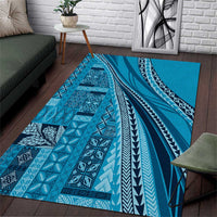 Pasifika Women's Day - Samoa Siapo Malu Tattoo Inspired Area Rug Turquoise LT7 Turquoise - Polynesian Pride