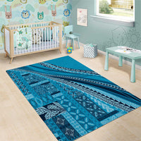 Pasifika Women's Day - Samoa Siapo Malu Tattoo Inspired Area Rug Turquoise LT7 - Polynesian Pride