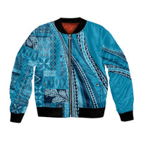 Pasifika Women's Day - Samoa Siapo Malu Tattoo Inspired Bomber Jacket Turquoise LT7 Unisex Turquoise - Polynesian Pride