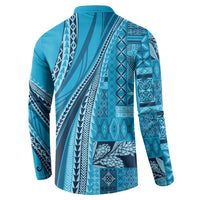 Pasifika Women's Day - Samoa Siapo Malu Tattoo Inspired Button Sweatshirt Turquoise LT7 - Polynesian Pride