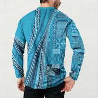 Pasifika Women's Day - Samoa Siapo Malu Tattoo Inspired Button Sweatshirt Turquoise LT7 - Polynesian Pride