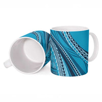 Pasifika Women's Day - Samoa Siapo Malu Tattoo Inspired Ceramic Mug Turquoise LT7 - Polynesian Pride