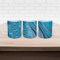 Pasifika Women's Day - Samoa Siapo Malu Tattoo Inspired Ceramic Mug Turquoise LT7 - Polynesian Pride