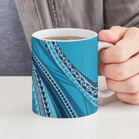 Pasifika Women's Day - Samoa Siapo Malu Tattoo Inspired Ceramic Mug Turquoise LT7 - Polynesian Pride