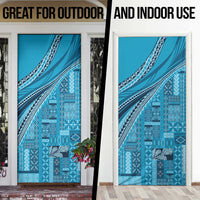 Pasifika Women's Day - Samoa Siapo Malu Tattoo Inspired Door Cover Turquoise LT7 - Polynesian Pride