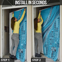 Pasifika Women's Day - Samoa Siapo Malu Tattoo Inspired Door Cover Turquoise LT7 - Polynesian Pride