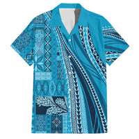 Pasifika Women's Day - Samoa Siapo Malu Tattoo Inspired Family Matching Long Sleeve Bodycon Dress and Hawaiian Shirt Turquoise