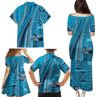 Pasifika Women's Day - Samoa Siapo Malu Tattoo Inspired Family Matching Puletasi and Hawaiian Shirt Turquoise