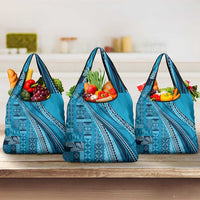 Pasifika Women's Day - Samoa Siapo Malu Tattoo Inspired Grocery Bag Turquoise LT7 3-pack One Size Turquoise - Polynesian Pride
