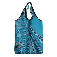 Pasifika Women's Day - Samoa Siapo Malu Tattoo Inspired Grocery Bag Turquoise LT7 - Polynesian Pride
