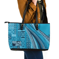 Pasifika Women's Day - Samoa Siapo Malu Tattoo Inspired Leather Tote Bag Turquoise LT7 - Polynesian Pride
