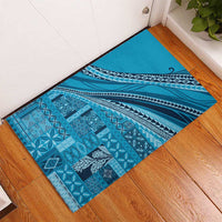 Pasifika Women's Day - Samoa Siapo Malu Tattoo Inspired Rubber Doormat Turquoise LT7 - Polynesian Pride