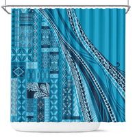 Pasifika Women's Day - Samoa Siapo Malu Tattoo Inspired Shower Curtain Turquoise LT7 Turquoise - Polynesian Pride