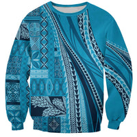 Pasifika Women's Day - Samoa Siapo Malu Tattoo Inspired Sweatshirt Turquoise LT7 Unisex Turquoise - Polynesian Pride