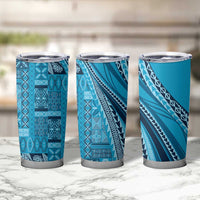 Pasifika Women's Day - Samoa Siapo Malu Tattoo Inspired Tumbler Cup Turquoise LT7 - Polynesian Pride