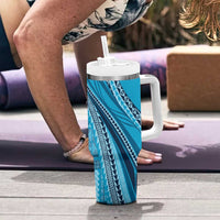 Pasifika Women's Day - Samoa Siapo Malu Tattoo Inspired Tumbler With Handle Turquoise LT7 - Polynesian Pride