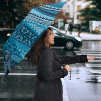 Pasifika Women's Day - Samoa Siapo Malu Tattoo Inspired Umbrella Turquoise LT7 - Polynesian Pride