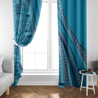 Pasifika Women's Day - Samoa Siapo Malu Tattoo Inspired Window Curtain Turquoise LT7 - Polynesian Pride