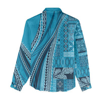 Pasifika Women's Day - Samoa Siapo Malu Tattoo Inspired Women Casual Shirt Turquoise LT7 - Polynesian Pride