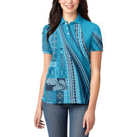 Pasifika Women's Day - Samoa Siapo Malu Tattoo Inspired Women Polo Shirt Turquoise LT7 - Polynesian Pride
