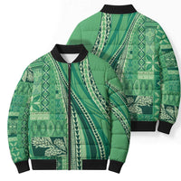 Pasifika Women's Day - Samoa Siapo Malu Tattoo Inspired Bomber Puffer Jacket Jade LT7 - Polynesian Pride