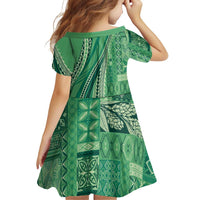 Pasifika Women's Day - Samoa Siapo Malu Tattoo Inspired Family Matching Short Sleeve Bodycon Dress and Hawaiian Shirt Jade