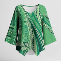 Pasifika Women's Day - Samoa Siapo Malu Tattoo Inspired Kimono Sleeve Blouse Jade LT7 Female Jade - Polynesian Pride