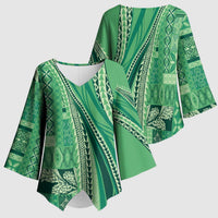Pasifika Women's Day - Samoa Siapo Malu Tattoo Inspired Kimono Sleeve Blouse Jade LT7 - Polynesian Pride