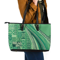 Pasifika Women's Day - Samoa Siapo Malu Tattoo Inspired Leather Tote Bag Jade LT7 - Polynesian Pride