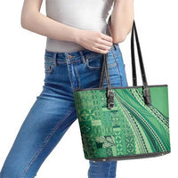 Pasifika Women's Day - Samoa Siapo Malu Tattoo Inspired Leather Tote Bag Jade LT7 - Polynesian Pride