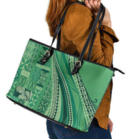 Pasifika Women's Day - Samoa Siapo Malu Tattoo Inspired Leather Tote Bag Jade LT7 - Polynesian Pride
