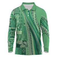 Pasifika Women's Day - Samoa Siapo Malu Tattoo Inspired Long Sleeve Polo Shirt Jade LT7 Jade - Polynesian Pride