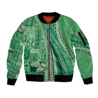 Pasifika Women's Day - Samoa Siapo Malu Tattoo Inspired Sleeve Zip Bomber Jacket Jade LT7 Unisex Jade - Polynesian Pride