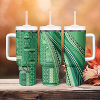 Pasifika Women's Day - Samoa Siapo Malu Tattoo Inspired Tumbler With Handle Jade LT7 - Polynesian Pride